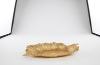 Plateau décoratif en forme de feuille dorée, plateau de service en métal de luxe en forme de feuille pour centre de table, rangement de bijoux, décoration et présentation