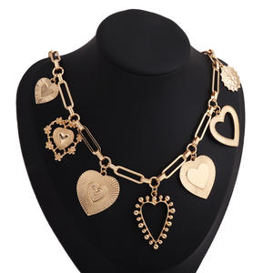 Heart Pendant <b>Necklace</b> Alloy Women's Party Jewelry Fashion <b>Statement</b> Chain <b>Necklace</b> - Product Image 3