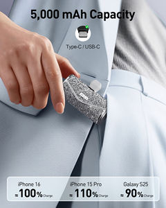 Batería Externa Portátil Mini con Brillantina y Cristales para Mujer, 5000mAh, Alta Calidad, Resistente a Arañazos y Decoloración - Product Image 6