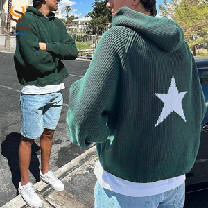 Pulls en tricot personnalisés à manches longues avec capuche et imprimé lettres pour hommes, sweat-shirt en tricot avec poche, sweat-shirts pour hommes - Product Image 1