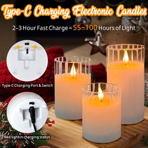 Flameless nến Set USB nến có thể sạc lại điều khiển từ xa đèn nến ánh sáng với bộ đếm thời gian và Dimmer giáng sinh trang trí đèn - Product Image 4