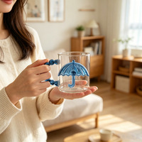 Mug à lait en verre à double paroi haut de gamme avec poignée colorée et design moderne, compatible lave-vaisselle et micro-ondes