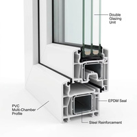 Ventana Corredera Moderna de PVC con Aislamiento Acústico, en Forma de Concha Horizontal, de Plástico y Acero, para Salas de Estar, Oficinas y Apartamentos