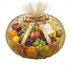 Panier à fruits rond en métal pour la cuisine, la table à manger, le rangement des fruits et légumes, panier décoratif pour comptoir, panier cadeau - Product Image 1