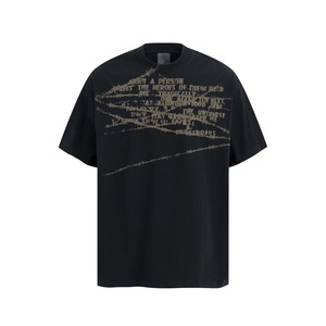 T-shirt Homme Manches Courtes en Coton Lavé 100% de Haute Qualité, Style Streetwear d'Été, Imprimé Culturel Créatif, Logo Personnalisé, Vente en Gros - Product Image 2