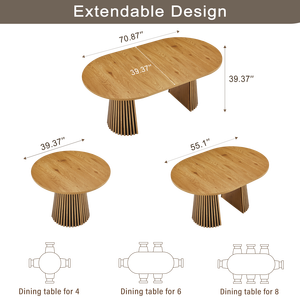 Wooden Dining <b>Table</b> Oval Slatted Base Modern Design Living Room Furniture - Product Image 3