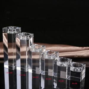 Portacandele trasparente in vetro K9 per tavolo da pranzo in cristallo solido - Product Image 4