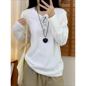 <span class=keywords><strong>Camiseta</strong></span> de Manga Larga Blanca de Algodón Puro para <span class=keywords><strong>Mujer</strong></span>, Estilo Casual, Otoño, Capa Base, Sin Planchado, Modelo No. Muguyu 260604195 - Product Image 3