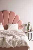Gepolstertes Bett mit Rahmen Blume 160x200 rosa Schale, Puder rosa Gold Beine