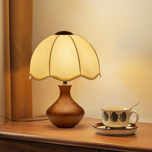 Lámpara de mesa de madera maciza de estilo francés E27 LED, cuida la vista, para dormitorio, sala de estar, estudio, escritorio, lámpara decorativa de noche - Product Image 2