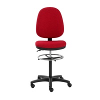 Chaise de bureau ergonomique à dossier haut, réglable, avec roulettes, siège en tissu rouge, base noire, pour studio
