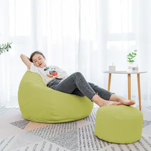 Modern lazy sofa leisure sitting lounger linen material cover oversized bean bag chair