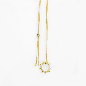 Vendita calda 18K oro placcato diamante <span class=keywords><strong>collana</strong></span> sole <span class=keywords><strong>con</strong></span> rame vuoto sole e scintillante zircone ciondolo Sunburst per le donne - Product Image 4