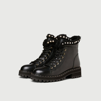 Bottes martin à lacets en cuir abricot pour femme, fabricant, usine, prix de gros, mode personnalisée, hiver