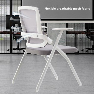 Chaise de formation, de conférence, de salle de classe, pliable pour étudiant, chaise de <span class=keywords><strong>bureau</strong></span> avec support lombaire, en maille blanche, moderne - Product Image 4