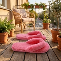Claquettes d'intérieur légères et super confortables en fausse fourrure pour femmes et jeunes filles, vegan, couleur unie, automne, bout ouvert, moelleuses
