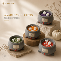 Bougie parfumée en forme de chaudron de soupe de crânes d'Halloween, en cire de soja, couleurs personnalisées, parfums variés, vente en gros, décoration gothique pour la maison, cadeau
