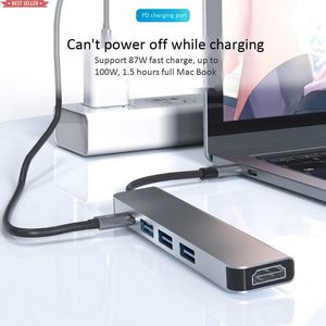 Personnalisation multifonction USB3.0 PD Type C chargeur adaptateur HDTV Usb C vidéo USB Dock Station pour tablette 5 en 1 USB Hub - Product Image 5
