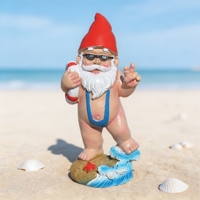 Ornement de bureau en résine, figurine de nain sur planche de surf, motif cercle de natation et bikini