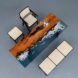 Nueva llegada hecho a mano en Stock mesa de madera resina epoxi Playa Blanca playa palisandro mesa de comedor - Product Image 3