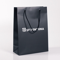 Bolsa de Papel de Regalo Personalizada con Logotipo de Marca, Bolsa de Compras de Papel Negro de Lujo para Ropa