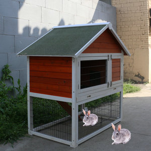 Ucuz ahşap lüks tavşan kafesi ev kafesleri kanca döngü kapatma 120x67x131cm-tavşan yetiştiriciliği için kullanılır - Product Image 6