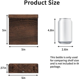 4-Mảnh Gỗ Mộc Mạc Nổi Kệ 5x5 Inch Treo Tường Thiết Lập Cho Phòng Ngủ Phòng Khách Phòng Tắm Trang Trí Nội Thất-Tối Caronized Khắc - Product Image 4