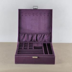 Caja Organizadora de Joyas de Dos Niveles Color Morado, con Cerradura - Product Image 3