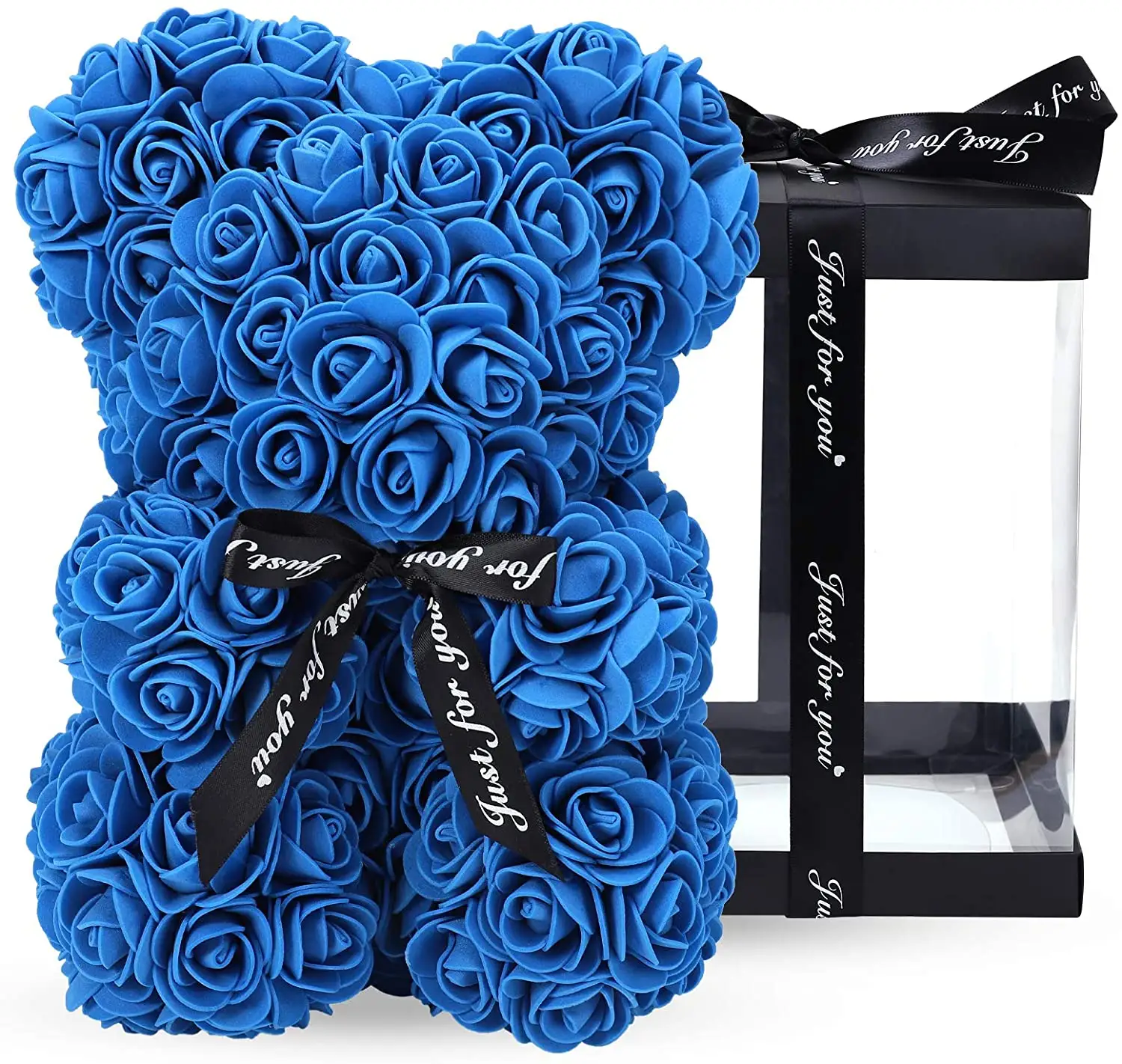 Gift Idear Beren Van Rozen 25Cm Rose Teddybeer Blauw Rose Beer Met Doos Voor Valentijnsdag