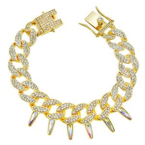 Water drop shaped full exaggerated cool Cuban chain <b>bracelet</b>, personalized hip hop punk style <b>bracelet</b> - Product Image 1