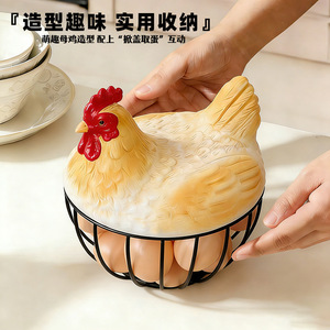 Hen Shaped <b>Egg</b> And Fruit <b>Basket</b> With Lid For Kitchen Storage Eco Friendly Design - Product Image 5