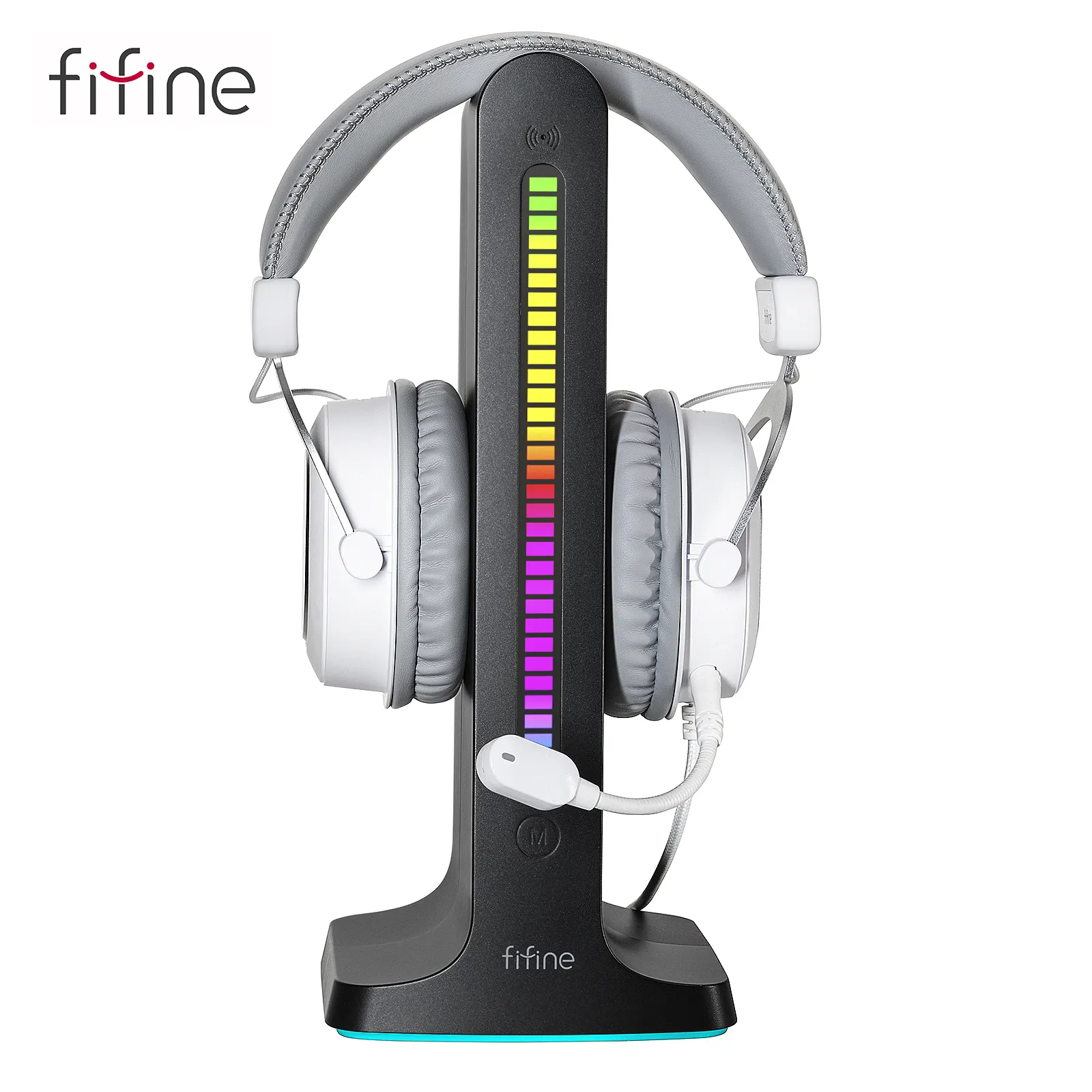 Fifine HB1 Wired 7.1 Gaming On-Ear & Over-Ear Headphones RGB Headset Stand Headphone Holder LED Light Noise Reduction Headset