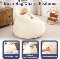 Fauteuil Poire Ergonomique Moderne Réglable avec Support Lombaire en Mousse et Coussin en Fausse Fourrure Douce en Forme de Chat pour Adultes et Adolescents - Idéal pour le Gaming
