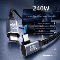 Kabel Data USB 4 Sudut Kanan 240W Anyaman Kepang Ganda Tipe-C Pengisian Cepat 40G Kecepatan Tinggi Proyeksi Layar 8K