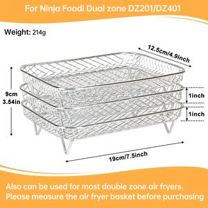 Cesta de rejilla Premium para freidora de aire, apilable, <span class=keywords><strong>3</strong></span> capas, grado alimenticio, acero inoxidable 304, rejilla para freír alimentos, accesorios para freidora de aire - Product Image 6