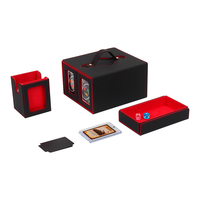 Коробка для колоды настольной игры из искусственной кожи с 4 отсеками для командировских карт и лотком для кубиков, двойная коробка для колод