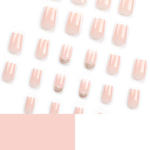 Cubierta completa de corta duración Brillo de lujo Prensa Rosa francesa en puntas de <span class=keywords><strong>uñas</strong></span> Abs <span class=keywords><strong>Uñas</strong></span> postizas cuadradas Venta al por mayor Faux Ongles - Product Image 3