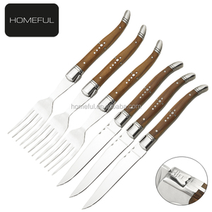 Ensemble de couteaux et fourchettes <span class=keywords><strong>Laguiole</strong></span> de luxe en acier inoxydable avec manche en bois pour restaurants et hôtels à domicile - Product Image 2