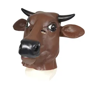 Cadılar bayramı noel Cosplay komik hayvan baş maskesi ejderha kaplan inek lateks maske moda çığlık karnaval parti maskesi