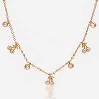 Modeketens Groothandel Elegante 18K Gouden RVS Witte Diamant Kersen Hangertje Ketting Klassieke Stijl