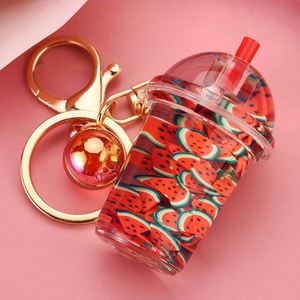 Creative Fruit Liquid Keychain Cute Flowing Quicksand Keyholder Female Bag Pendant <b>Keyring</b> Gifts - Product Image 3