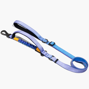 Shock Absorbing Gradient Purple Elastic <strong>Dog</strong> Leash Heavy Duty Nylon Tangle Free 360&deg; Clip Padded Handle &amp; Adjustable Pet <strong>Lead</strong> - Product Image 1