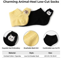 Vente en gros d'usine, chaussettes basses pour femmes, mignonnes, avec broderie de dessins animés, chaussettes amusantes à la mode