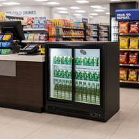 Réfrigérateur vitrine double température pour légumes et fruits de supermarché, avec affichage numérique, porte vitrée, refroidissement par ventilateur et structure métallique