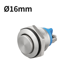 Công tắc nút nhấn tạm thời HBAN 16mm đầu tròn cao, chất liệu đồng thau mạ niken, 5A 250V, IP67 - Product Image 1