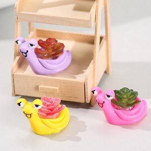 Snail Succulent <b>Mini</b> Potted <b>Plants</b> Resin Animal Desk Ornament Indoor Decor Flower <b>Pot</b> Planter - Product Image 1