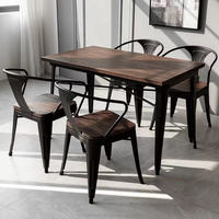 Industrielle Retro Metall Holz Eisen Esstische Kaffee Restaurant Stühle Rückenlehne Design Restaurant Sets
