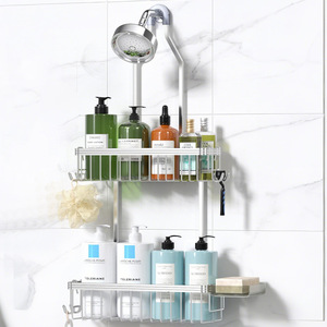 Bathroom <b>Shower</b> Rack Aluminum 60X70cm Wall Mounted Corner <b>Storage</b> With 2 Layers Durable For Shampoo Soap - Product Image 1