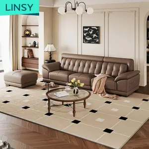 لينسي الفرنسية الكلاسيكية موديل جديد الترفيه شكل حرف L أريكة جلدية مقسمة بيضاء صافية جلد طبيعي طقم أريكة لغرفة المعيشة