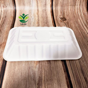 Bandejas de papel de bagazo de caña de azúcar compostables 100%, platos biodegradables, contenedor de comida desechable rectangular - Product Image 2